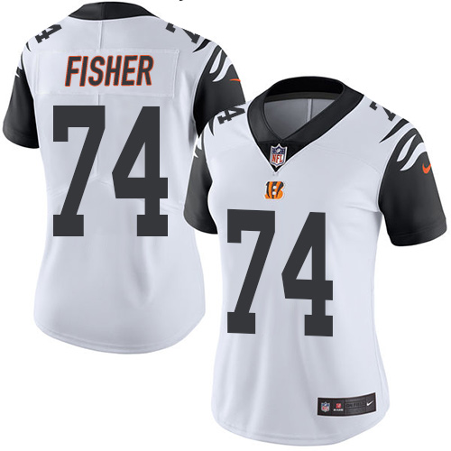 Women's Limited Jake Fisher Nike Jersey White - #74 Rush NFL Cincinnati Bengals